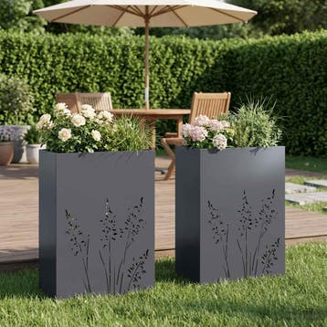 vidaXL Plantenbak 2 st Antraciet 50 x 30 x 75 cm Koudgewalst, Verzenden, Minder dan 60 cm, Nieuw, Metaal