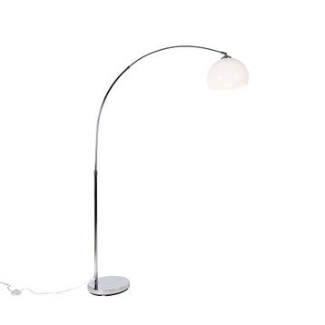 Smart booglamp chroom met witte kap incl. Wifi A60  - Arc, Verzenden, Nieuw, Modern