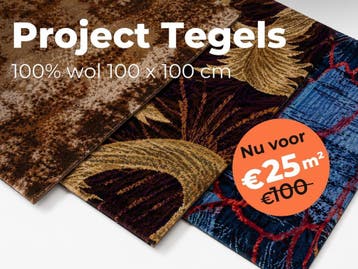 100% Wollen Project Tegels 100x100 cm - Nu €25 p/m², Ophalen, 50 tot 100 cm, Klassiek patroon met warme bruin- en goudtinten, Vierkant