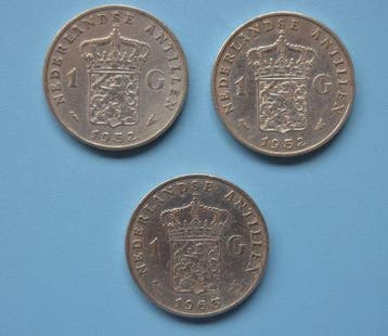 Nederlandse Antillen Gulden zilver (diverse jaren), Postzegels en Munten, Munten | Nederland, Verzenden, Losse munt, Zilver