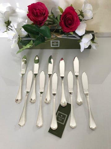 Christofle - Serveerset voor vis - Set van 12 vismessen,