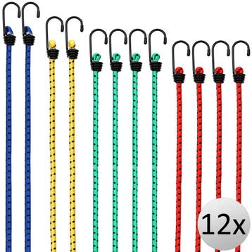 Bagagespin Met Haken 12 stuks Elastiek/Metaal 30-95cm, Verzenden, Nieuw
