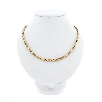 Gouden vossenstaart schakelcollier (Ketting), Ophalen of Verzenden, Gebruikt, Goud, Goud