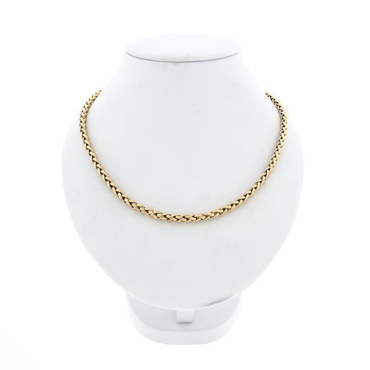 Gouden vossenstaart schakelcollier (Ketting), Sieraden, Tassen en Uiterlijk, Kettingen, Goud, Gebruikt, Goud, Ophalen of Verzenden