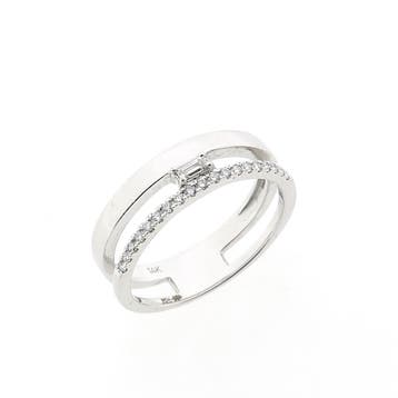 Witgouden ring met diamant; 0,25 ct.; 14 karaat; ringmaat..., Gebruikt, Ophalen of Verzenden, Kleiner dan 17, Met edelsteen