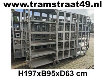 industriële kast op wielen - vintage opbergrek - plankenrek, Met plank(en), Nieuw, Metaal, 150 tot 200 cm