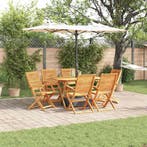 vidaXL Tuin eettafelset 7 pcs Bruin Massief Acaciahout, Verzenden, Nieuw, 7 zitplaatsen