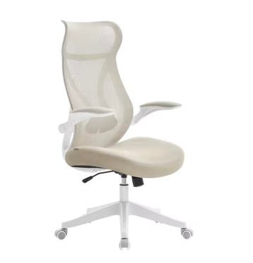 Nieuw: Luxe Ergonomische bureaustoel met hoofdsteun Ivoor, Huis en Inrichting, Bureaustoelen, Verzenden, Beige, Nieuw, Ergonomisch