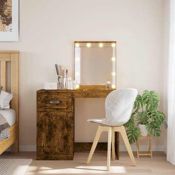 vidaXL Kaptafel met LED-verlichting 90x42x132,5 cm gerookt, Verzenden, Nieuw