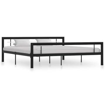 vidaXL Bedframe metaal zwart en wit 180x200 cm, Huis en Inrichting, Eenpersoons, Verzenden, Zwart, Nieuw