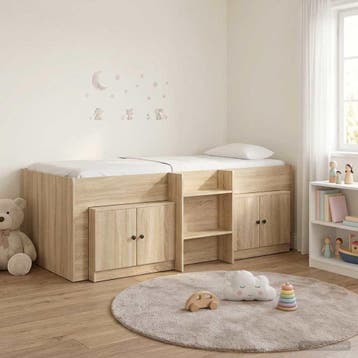 vidaXL Loft Bed Frame met Kast 3 st Sonoma Eiken Bewerkt, Verzenden, Nieuw, Bruin, Hout