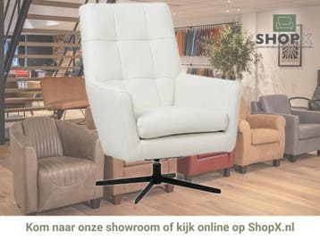 Leren draaifauteuil Central - Toledo Bianco (gebroken wit), Huis en Inrichting, Nieuw, Ophalen of Verzenden, 75 tot 100 cm, Industrieel, Modern