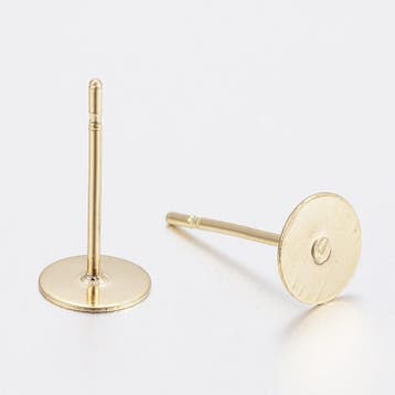 10 x RVS 304 oorstekers rond 6 mm – pin 0,7 mm – 24K gol, Ophalen of Verzenden, Nieuw, Kraal