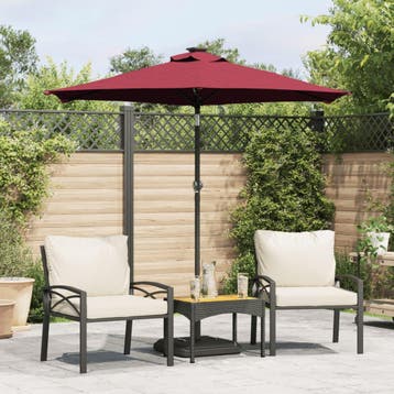 vidaXL Parasol met stalen paal 225x225x212 cm bordeauxrood, Verzenden, Nieuw, 2 tot 3 meter