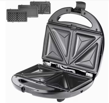 Contactgrill tosti , wafels en grillen Zwart/Zilver 800W, Verzenden, Nieuw