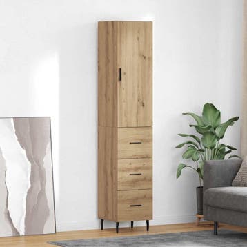 vidaXL Highboard Artisan Eiken 34,5 x 34 x 180 cm Bewerkt, Minder dan 50 cm, Verzenden, Nieuw, Minder dan 100 cm