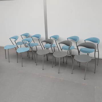 Brune Dreki kunststof kantinestoel - blauw en grijs (alleen, Huis en Inrichting, Stoelen, Ophalen of Verzenden, Nieuw