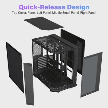 ATX Mid Tower PC Gaming Case met Glazen Panel en Hoge Airflo, Verzenden, Nieuw