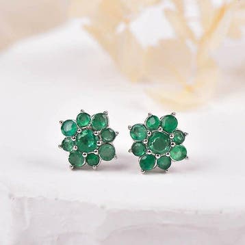 Zonder minimumprijs - Oorbellen Zilver - Emerald -, Sieraden, Tassen en Uiterlijk, Oorbellen, Nieuw
