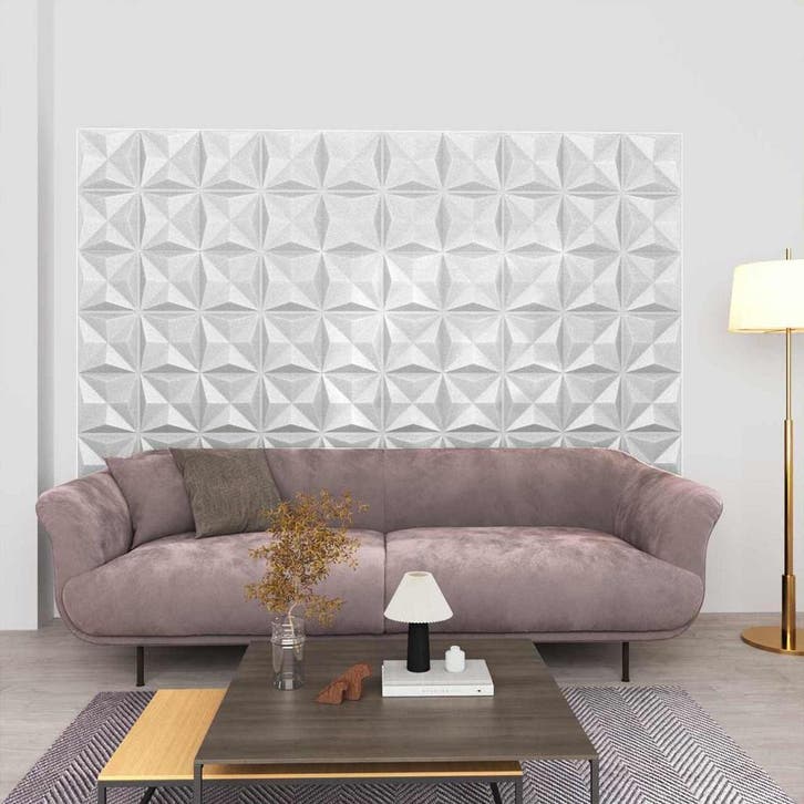 vidaXL Wandpanelen 24 st 50 x 50 cm Origami Wit XPS Schuim, Doe-het-zelf en Verbouw, Platen en Panelen, Nieuw, Verzenden