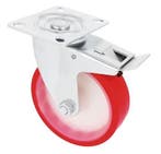 Zwenkwiel met rem en bevestigingsplaat verzinkt met rode, Doe-het-zelf en Verbouw, Zwenkwielen, Verzenden, Nieuw