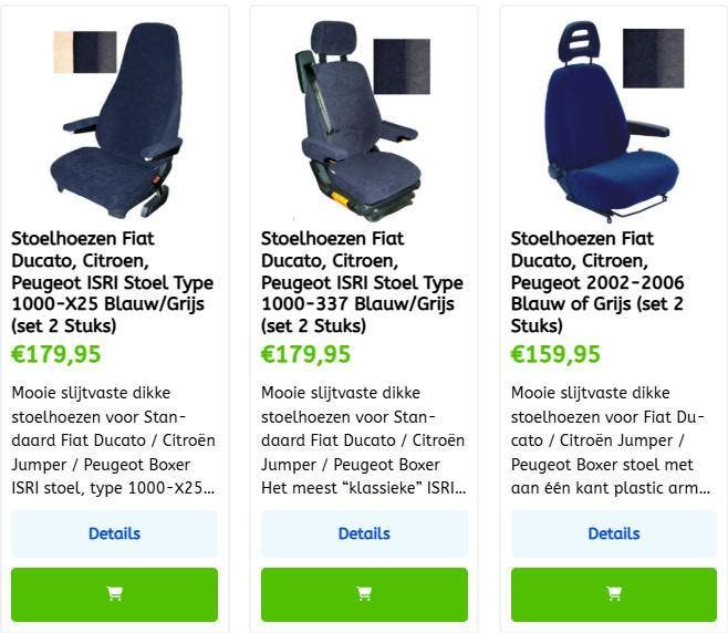 Camper stoelhoezen Fiat, Ford, VW, Aguti, ISRI, Hymer, Sport, Caravans en Kamperen, Camper-accessoires, Nieuw, Ophalen of Verzenden