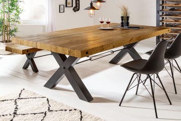 Massief houten eettafel THOR 200cm vintage bruin grenen, Ophalen of Verzenden, Nieuw