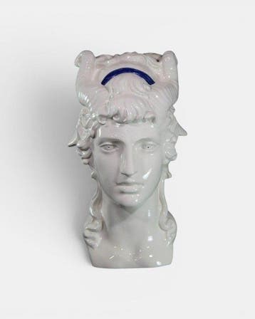 sculptuur, TESTA DI UOMO E BUCRANIO - 48 cm - Keramiek