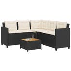 vidaXL Tuinbank met tafel en kussens L-vormig poly rattan, Verzenden, Nieuw, Rotan