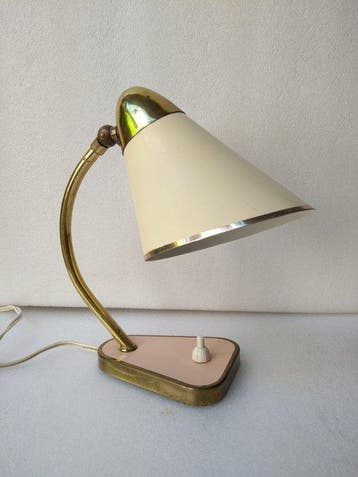 Midcentury Modern - Bureaulamp - Messing, Metaal, Plastic,, Antiek en Kunst