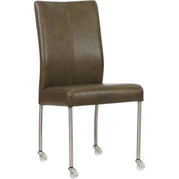 Set van 6 Leren eetkamerstoelen Comfort met wieltjes -, Huis en Inrichting, Stoelen, Ophalen of Verzenden, Nieuw, Leer