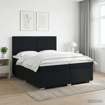 vidaXL Boxspringbed met matras met hoofdeinde Zwart 200 x, Verzenden, Nieuw, Tweepersoons, Zwart