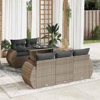 vidaXL 6-delige Loungeset met kussens poly rattan grijs, Verzenden, Nieuw, Rotan, Loungeset