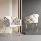 Luxe Fluwelen Eetkamerstoel – Met Gouden Poten &amp; Comfort, Huis en Inrichting, Stoelen, Verzenden, Nieuw