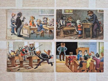 Nederland en diverse landen - Dieren - Aangeklede katten /, Gelopen