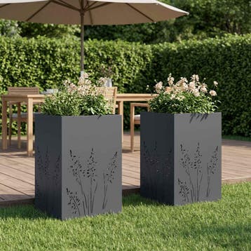 vidaXL Plantenbak 2 st Antraciet 50 x 50 x 75 cm Koudgewalst, Verzenden, Minder dan 60 cm, Nieuw, Metaal