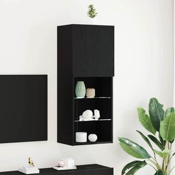 vidaXL Tv-meubelset 40,5 x 30 x 102 cm Zwart Eiken Bewerkt, Minder dan 50 cm, Verzenden, 100 tot 150 cm, Nieuw