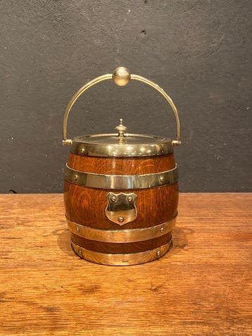 Doos - Hout, Verzilverd - Antique Biscuit Barrel -