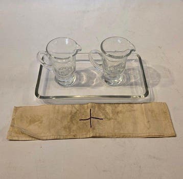 Prachtige set van Water en wijn burettes (3) - Glas, Textiel