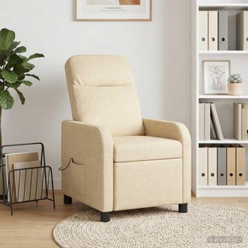 vidaXL Massage Recliner Crèmekleurig Stof, Verzenden, Nieuw