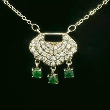 Jade - S925 zilveren jadeiet-hanger aan ketting –