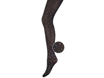 Panty - Meisjes - Glitter - Sterren - Zwart/Zilver, Verzenden, Nieuw