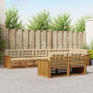 vidaXL Buiten bankenset 8 st Natuurlijk en Beige, Verzenden, Nieuw