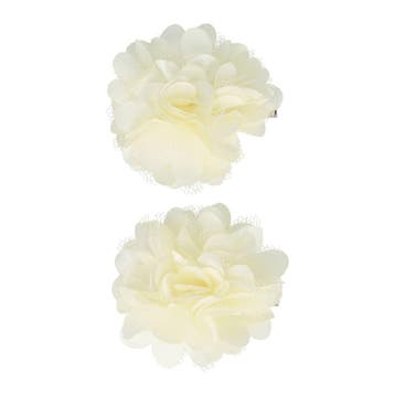 Haarspeld Duckklem 5cm – Haarbloem - Creme - Set van 2, Nieuw