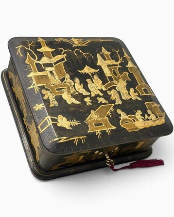 Doos - Hout, Goud, Zijde, Europese Lacquer - Caja