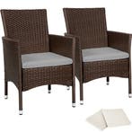2 Wicker tuinstoelen met 4 kussenhoezen - bruin / beige, Verzenden, Nieuw