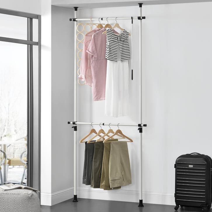 [en.casa] Telescopisch kledingrek Kemi verstelbaar wit 75-11, Huis en Inrichting, Kasten | Kledingkasten, Verzenden