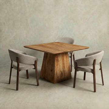 Mangohouten eettafel Mick vierkant 110x110cm, Verzenden, Vierkant, Nieuw, Industriële meubels