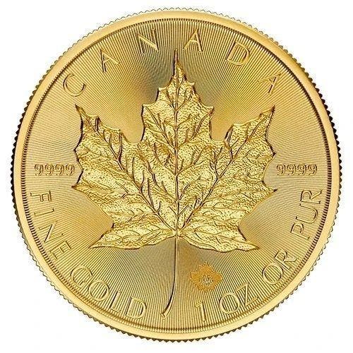 1 Troy Ounce - Goud .999 - Random Years Goldmünze Maple Leaf, Postzegels en Munten, Edelmetalen en Baren