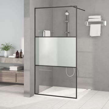 vidaXL Inloopdouchewand 100x195 cm halfmat ESG-glas zwart, Verzenden, Nieuw